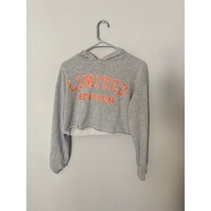Forever 21 Gray and Orange Cropped Hoodie